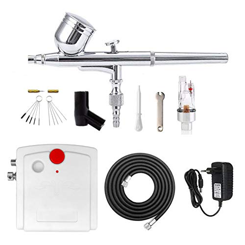 Aerografo con Compresor Profesional Mini Kit de Aerógrafo Gravedad Alimentar de Aire para Arte Pintura Tatuaje Manicura de Craft Cake con Juego de Limpieza con Airbrush Aerografo con Compresor Profesional Mini Kit de Aerógrafo Gravedad Alimentar de Aire para Arte Pintura Tatuaje Manicura de Craft Cake con Juego de Limpieza con Airbrush