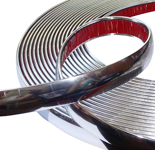 AERZETIX: Tira Adhesiva para Decoracion de níquel Cromo para Coche Color Plata 20mm 4.5m AERZETIX: Tira Adhesiva para Decoracion de níquel Cromo para Coche Color Plata 20mm 4.5m