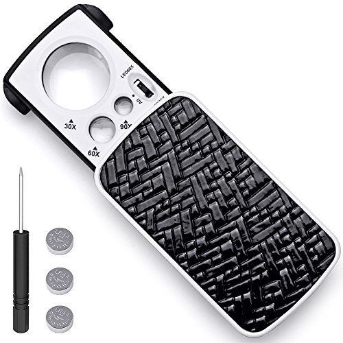 AFUNTA Lupa de Joyero con UV Luz del LED, 30X, 60X, 90X Magnificación Magnifier Deslice la Lupa de Bolsillo para Las Rocas Sellos Monedas Relojes Pasatiempos Antigüedades Modelos Fotos - Negro AFUNTA Lupa de Joyero con UV Luz del LED, 30X, 60X, 90X Magnificación Magnifier Deslice la Lupa de Bolsillo para Las Rocas Sellos Monedas Relojes Pasatiempos Antigüedades Modelos Fotos - Negro