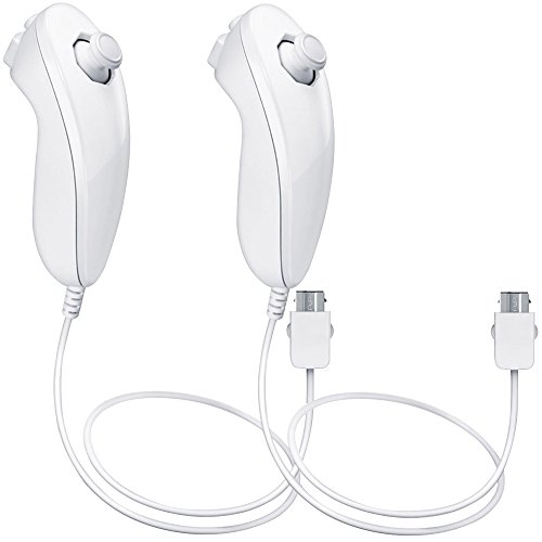 AFUNTA Nunchuck Controllers para Nintendo Wii U, 2 Packs Reemplazo para Wii U Juego de Video - Blanco