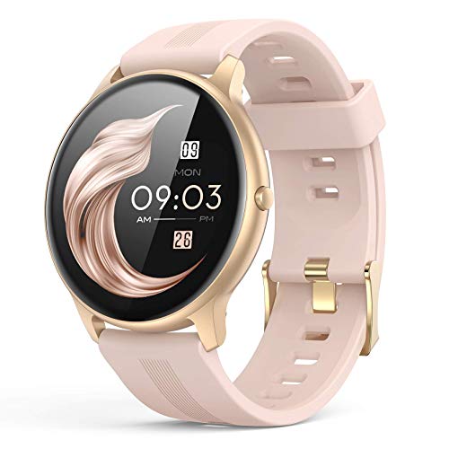 AGPTEK Smartwatch Mujer, Reloj Inteligente Deportivo 1.3 Pulgadas Táctil Completa IP68, Monitor de Sueño, Seguimiento del Menstrual, Control de Musica Regalo Navidad