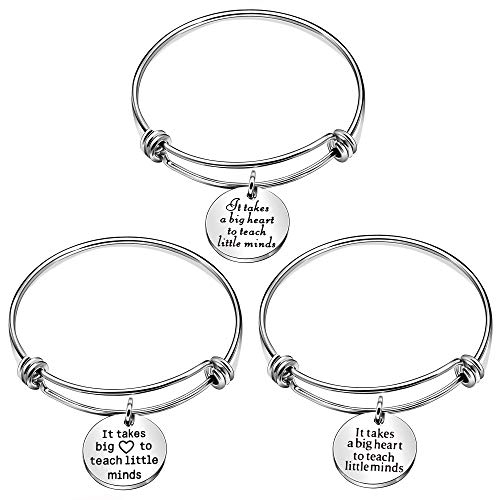 AGR8T 3 pulseras para profesor, regalo de apreciación, día del profesor, se necesita un gran corazón para enseñar pequeñas mentes AGR8T 3 pulseras para profesor, regalo de apreciación, día del profesor, se necesita un gran corazón para enseñar pequeñas mentes