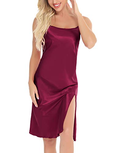 Aiboria Camisón Mujer Seda Pijama Verano Camisones Sexy Satín para Novia Vestido de Seda Sin Manga Correas Ajustables,Satén Kimono Camisón para Mujer y Chica Aiboria Camisón Mujer Seda Pijama Verano Camisones Sexy Satín para Novia Vestido de Seda Sin Manga Correas Ajustables,Satén Kimono Camisón para Mujer y Chica