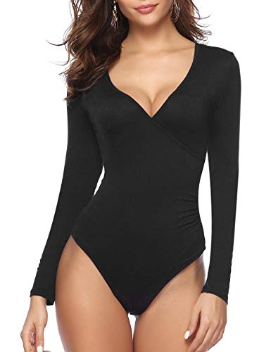 Aibrou Body Vestir para Mujer,V Profunda Mono Bodysuit Mangas largas Sexy Elegante Fiesta