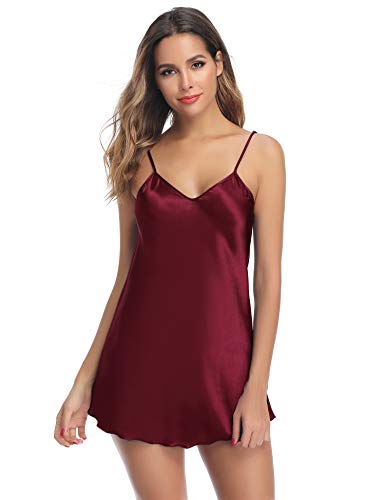 Aibrou Camison Sexy Satén para Mujer Camisón Mujer Seda Camisones Dormir Verano Tallas Grandes Satín para Novia Aibrou Camison Sexy Satén para Mujer Camisón Mujer Seda Camisones Dormir Verano Tallas Grandes Satín para Novia