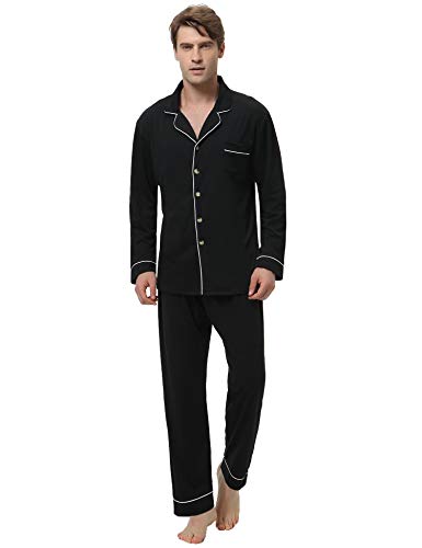 Aibrou Pijama Hombre Invierno Algodón,Pijamas de casa con Boton Ropa de Dormir Casual 2 Piezas Suave y Cómodo Aibrou Pijama Hombre Invierno Algodón,Pijamas de casa con Boton Ropa de Dormir Casual 2 Piezas Suave y Cómodo
