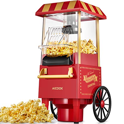 Aicook Palomitero, Aire Caliente Sin Grasa Aceita, Vintage Máquina de Palomitas con Gran Capacidad, Libre de BPA, Rojo Aicook Palomitero, Aire Caliente Sin Grasa Aceita, Vintage Máquina de Palomitas con Gran Capacidad, Libre de BPA, Rojo