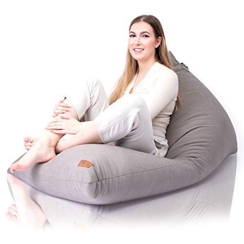 Aiire Funda de Puff Salon Moderno - Puf Gigante sin Relleno para Decoracion Habitacion - Puff Infantiles, Cojines para Suelo Grandes - Bean Bag Gris