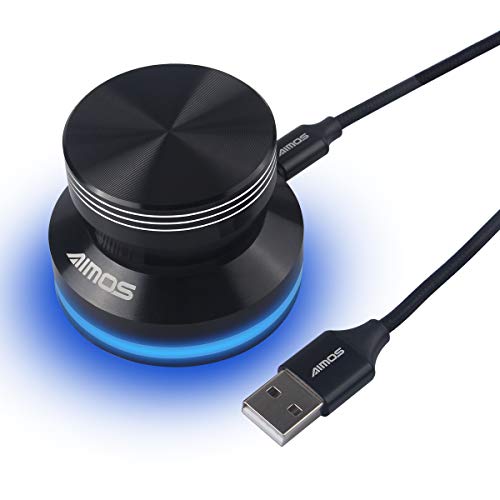 AIMOS Control Volumen USB, Controlador de Volumen Portátil Controlado por Cable USB Regulador de Audio conmutable para micrófono de Altavoz (Negro)
