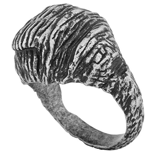 Akitsune The Rock Anillo | Granito de Roca Acero Anillo Hombre Acero Inoxidable Designer Gris - US 9