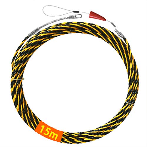Akuoly Guia pasacables Alambre retráctil en espiral de 15 m, de poliéster trenzado de 3 capas, con muelle de guía, ideal para la colocación de cables Akuoly Guia pasacables Alambre retráctil en espiral de 15 m, de poliéster trenzado de 3 capas, con muelle de guía, ideal para la colocación de cables