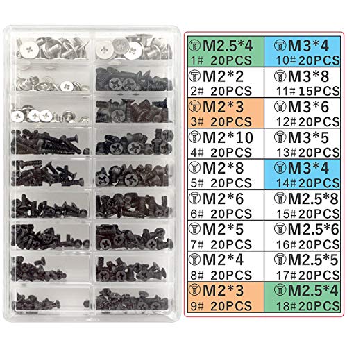 Akuoly Juego de Tornillos para Ordenador portátil Universal y Disco Duro M.2 SSD, M2 M3 M2.5, 355 piezas Akuoly Juego de Tornillos para Ordenador portátil Universal y Disco Duro M.2 SSD, M2 M3 M2.5, 355 piezas