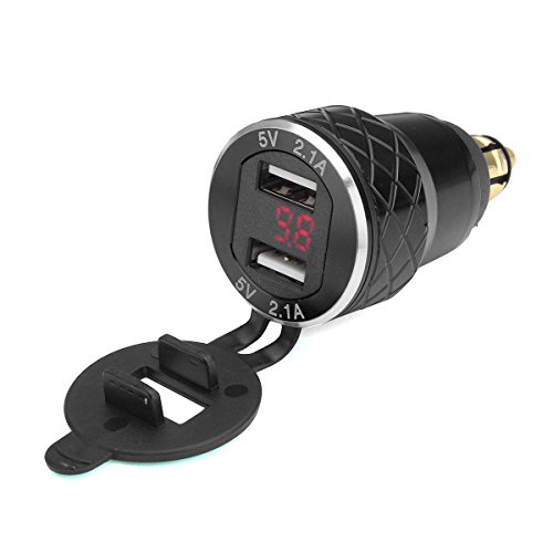 Alamor 12V-24V 4.2A Voltímetro Rojo Motocicleta Dual USB Cargador DIN Socket para BMW Moto - Negro Alamor 12V-24V 4.2A Voltímetro Rojo Motocicleta Dual USB Cargador DIN Socket para BMW Moto - Negro