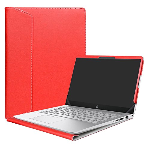 Alapmk Diseñado Especialmente La Funda Protectora de Cuero de PU Para 14" HP Pavilion Pro 14 14-bfXXX 14-ceXXX/Pavilion x360 14 14-cdXXX Sereis Ordenador portátil,Rojo