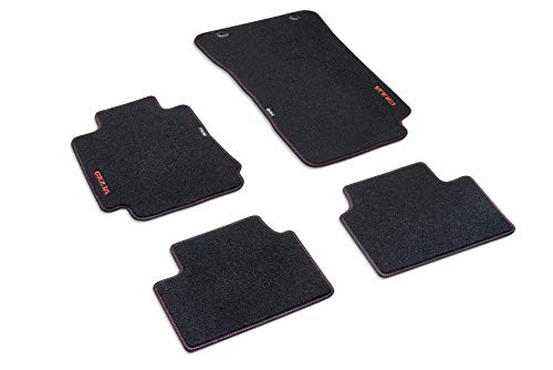 Alfa Romeo Alfombrillas de moqueta Giulia delanteras traseras, color negro con logotipo rojo originales 50903625 Alfa Romeo Alfombrillas de moqueta Giulia delanteras traseras, color negro con logotipo rojo originales 50903625