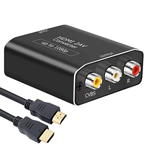 AMANKA HDMI a AV Adaptador Conversor de señal Mini 1080P 3RCA CVBS Compuesto Video Audio Convertidor Apoyo PAL/NTSC para PC Laptop Wii Xbox PS3 PS4 TV STB VHS BLU-Ray DVD (Aluminio)