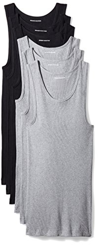 Amazon Essentials 6-Pack Tank Undershirts Camisa, Negro (Black/Heather Grey), Small Amazon Essentials 6-Pack Tank Undershirts Camisa, Negro (Black/Heather Grey), Small