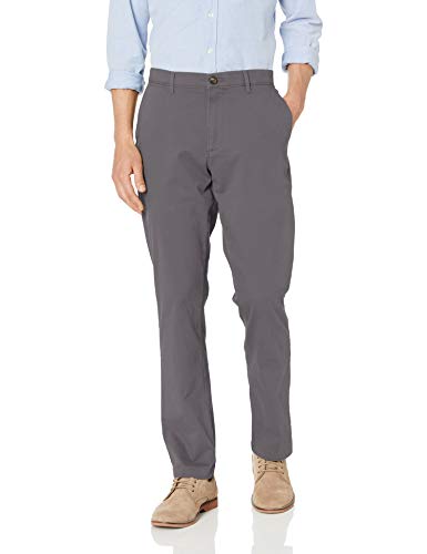 Amazon Essentials - Pantalones chinos elásticos informales de corte atlético, Gris oscuro, 35W x 29L Amazon Essentials - Pantalones chinos elásticos informales de corte atlético, Gris oscuro, 35W x 29L