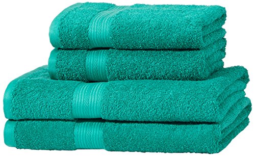AmazonBasics - Juego de toallas (colores resistentes, 2 toallas de baño y 2 toallas de manos), color verde AmazonBasics - Juego de toallas (colores resistentes, 2 toallas de baño y 2 toallas de manos), color verde