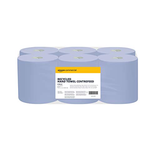 AmazonCommercial - papel secamanos de material reciclado, repuesto para dispensador en rollo, paquete de 6 unidades, 2700 hojas AmazonCommercial - papel secamanos de material reciclado, repuesto para dispensador en rollo, paquete de 6 unidades, 2700 hojas