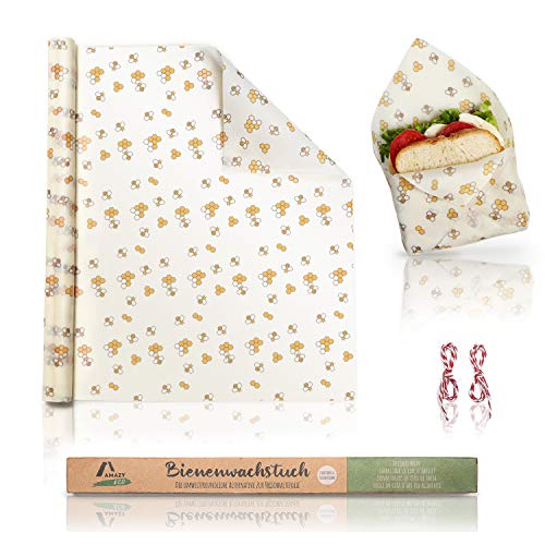 Amazy Envoltorio cera de abeja natual 100% (Rollo) | Alternativa sostenible al papel de aluminio y papel albal - Para frutas, verduras, pan, queso y otros alimentos | Rollo certificado por la LFGB. Amazy Envoltorio cera de abeja natual 100% (Rollo) | Alternativa sostenible al papel de aluminio y papel albal - Para frutas, verduras, pan, queso y otros alimentos | Rollo certificado por la LFGB.