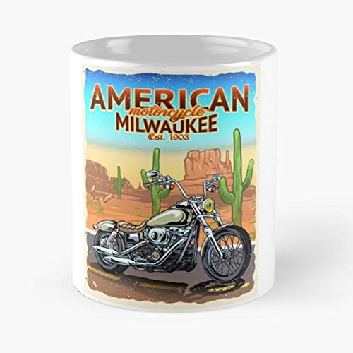 American Motorcycle From Milwaukee Classic Mug -11 Oz Coffee - Funny Sophisticated Design Great Gifts White-situen.
