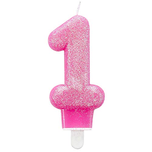 Amscan – 9900761 Vela de cumpleaños del número 1 con purpurina, 7,6 cm Amscan – 9900761 Vela de cumpleaños del número 1 con purpurina, 7,6 cm