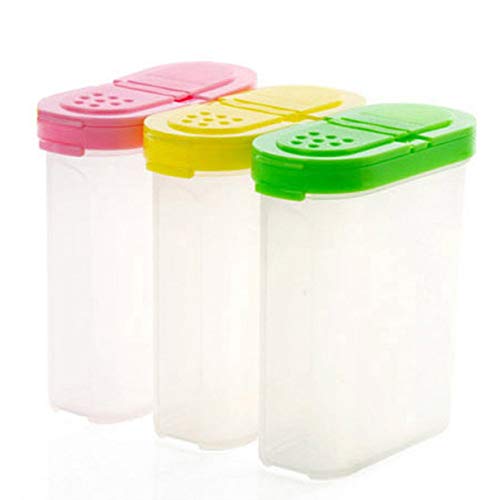Anam Safdar Butt Frascos de Especias de Doble Tapa, Caja de contenedor de plástico para condimentos para condimentos, Caja de Sal de azúcar, Utensilios de Cocina