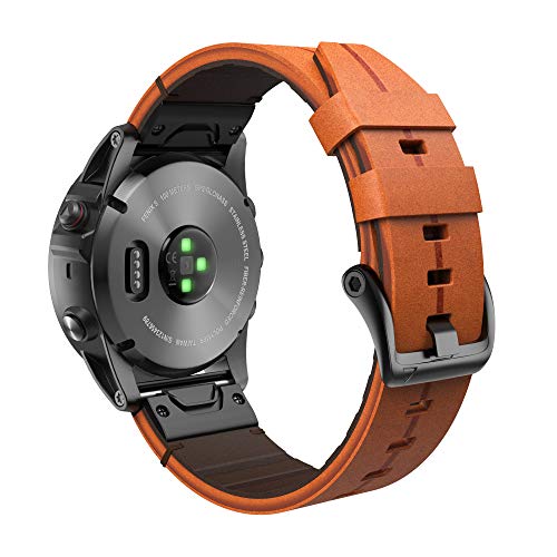 ANBEST Pulsera de Cuero Compatible con Fenix 6/Fenix 5/Fenix 6 Pro/Fenix 5 Plus/Forerunner 935/945 Correa, Correa de Ajuste Rápido de 22mm para Approach S60/Quatix 5 Reloj Inteligente