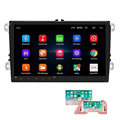 Android Car Radio para VW GPS Navigation CAMECHO Pantalla táctil capacitiva de 9 Pulgadas Bluetooth Car Stereo Player WiFi FM Radio Receptor Dual USB para Golf Polo Touran Tiguan Seat Altea