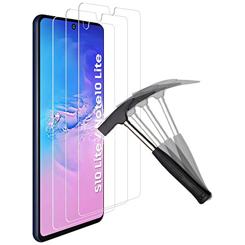 ANEWSIR 3 Piezas Protector de Pantalla para Samsung Galaxy S10 Lite/Samsung Galaxy Note 10 Lite,Cristal Templado,Dureza 9H, Resistencia al Desgaste, Resistencia al Rayado, fácil de Limpiar.