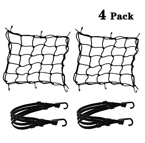 Annhao 2 Piezas Red de Equipaje (40 * 40cm) + 2 Piezas Cuerda de Equipaje (60cm), Vendaje Cuerda Red Elástica Casco de Motocicleta Red Equipaje Cuerda Equipaje (Negro) Annhao 2 Piezas Red de Equipaje (40 * 40cm) + 2 Piezas Cuerda de Equipaje (60cm), Vendaje Cuerda Red Elástica Casco de Motocicleta Red Equipaje Cuerda Equipaje (Negro)