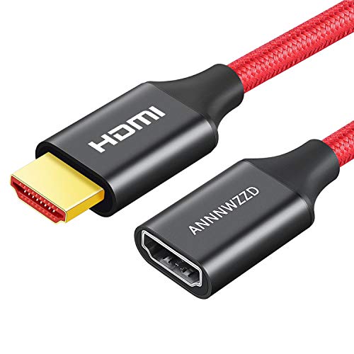 ANNNWZZD Cable alargador HDMI 2.0，Cable Extensión HDMI Macho a Hembra 4K @ 60Hz para Reproductores BLU-Ray, Smart TV, Xbox 360, PS3, PS4 (1M)