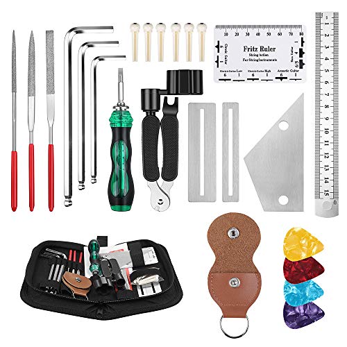 Anpro 26PCS Kit de Herramienta Guitarra,Accesorios Guitarra,Herramientas de Limpieza y Mantenimiento para Guitarra, Ukelele, Bajo, Mandolina, Banjo