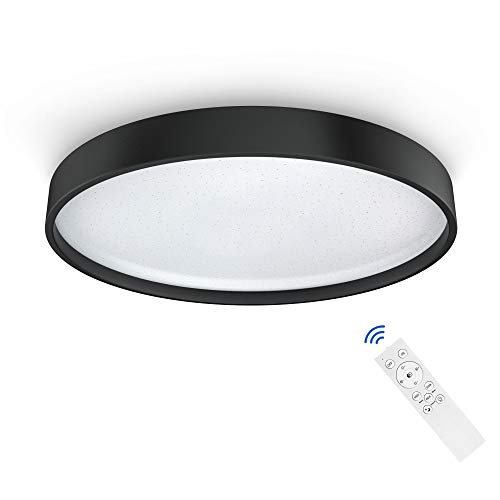 Anten NIGHTSKY | Plafon led techo 36W con mando a distancia y efecto starlight | Negro | Ø 39cm | regulable y blanco cálido a luz de día ajustable | lampara techo para habitacion salón dormitorio |.