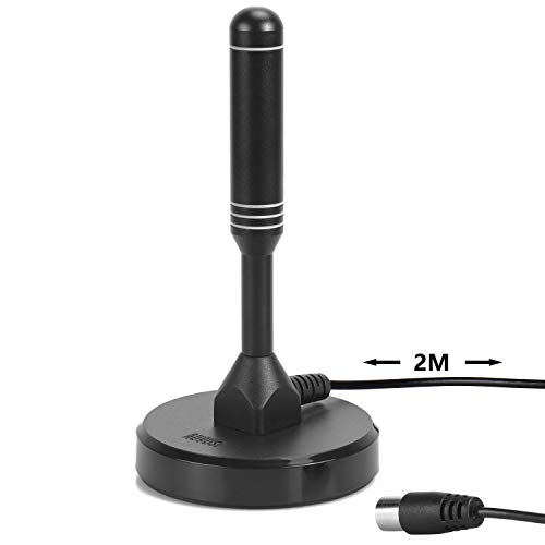Antena TV Interior TDT HD Potente y Portátil – August DTA240 – Recepción en Televisión Decodificador TDT Radio Dab con Soporte Magnético - 2m de Cable Antena TV Interior TDT HD Potente y Portátil – August DTA240 – Recepción en Televisión Decodificador TDT Radio Dab con Soporte Magnético - 2m de Cable
