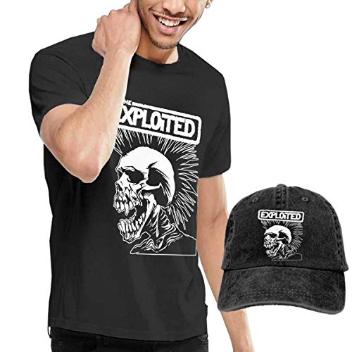 AOCCK Camisetas y Tops Hombre Polos y Camisas, Mens Classic The Exploited T Shirts and Washed Denim Hat Casquette Black