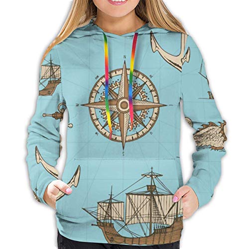 AOOEDM Women's Hoodie Mujer Sudadera con Capucha Pullover Náutico Rueda Timón Brújula Casual Sudadera con Capucha AOOEDM Women's Hoodie Mujer Sudadera con Capucha Pullover Náutico Rueda Timón Brújula Casual Sudadera con Capucha