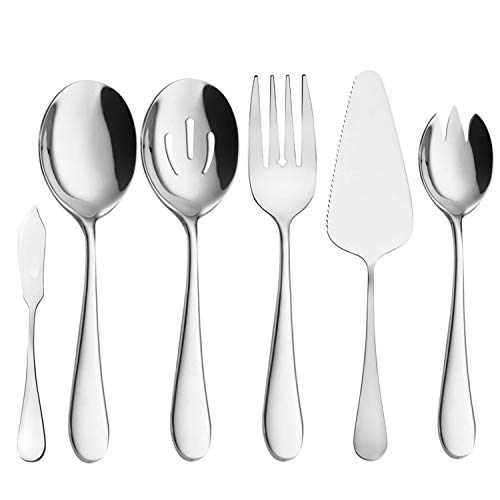 AOOSY Juego de cubiertos de 6 piezas, cubiertos de acero inoxidable, cucharas de servicio, utensilios de cocina de plata, utensilios para hornear, cuchillo para hornear, bufé casero AOOSY Juego de cubiertos de 6 piezas, cubiertos de acero inoxidable, cucharas de servicio, utensilios de cocina de plata, utensilios para hornear, cuchillo para hornear, bufé casero