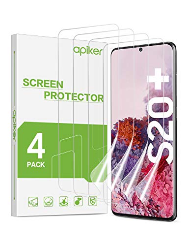 apiker 4 Unidades Protector Pantalla Soft TPU Compatible con Samsung Galaxy S20 Plus/ S20+ 5G,Cobertura Máxima, Sin Burbujas, Sin Aplicación Húmeda, 24 Horas de Autocuración