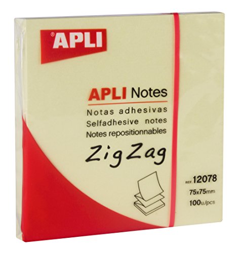 APLI 12078 - Notas adhesivas ZigZag CLASSIC 75 x 75 mm bloc de 100 hojas color amarillo APLI 12078 - Notas adhesivas ZigZag CLASSIC 75 x 75 mm bloc de 100 hojas color amarillo