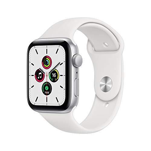 Apple Watch SE (GPS, 44 mm) Caja de aluminio en plata - Correa deportiva blanca
