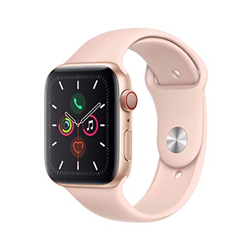 Apple Watch Series 5 (GPS + Cellular, 44 mm) Aluminio en Oro - Correa Deportiva Rosa Arena