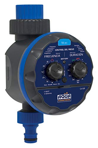 Aqua Control C4109 Programador de Riego para Jardín Modelo Acorazado, para Todo Tipo de Grifos, Abre a 0 Bar. Se Puede Usar en depósitos Aqua Control C4109 Programador de Riego para Jardín Modelo Acorazado, para Todo Tipo de Grifos, Abre a 0 Bar. Se Puede Usar en depósitos
