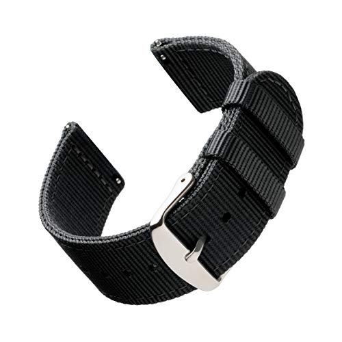 Archer Watch Straps | Repuesto de Correa de Reloj de Nailon para Hombre y Mujer, Correa Fácil de Abrochar para Relojes y Smartwatch | Negro, 22mm