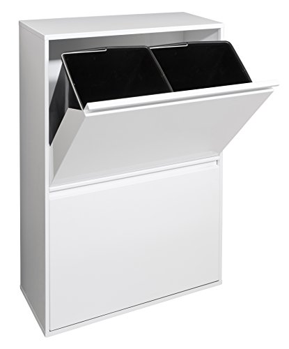 Arregui Basic Cubo de Basura y Reciclaje de Acero con 4 Cubos, Metal, Blanco, 90,5 x 58,5 x 24,5 cm Arregui Basic Cubo de Basura y Reciclaje de Acero con 4 Cubos, Metal, Blanco, 90,5 x 58,5 x 24,5 cm