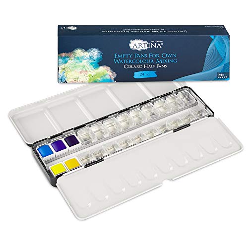 Artina Caja vacía de Acuarelas Colaro - con 24 Cuencos medianos - Caja de Metal para Acuarelas Artina Caja vacía de Acuarelas Colaro - con 24 Cuencos medianos - Caja de Metal para Acuarelas