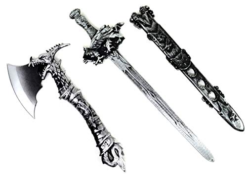 ARUNDEL SERVICES EU Espada y Hacha Accesorio de Espada Juguete de Caballero Juego de Espada y Hacha Juguete Guerrero Espada de niño Dragones Guerrero