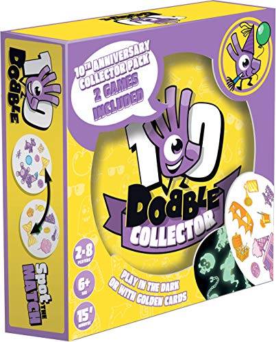 Asmodee Ediciones ASMDOBCO10EN Dobble 10º Aniversario Edición Coleccionista, Colores Mixtos