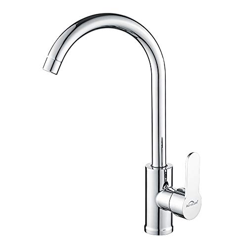 Auralum Grifo de cocina con Giro de 360°, Caño alto, Diseño Elegante Grifos de Fregadero Monomando en Latón y Cromado para Agua Caliente y Fría Auralum Grifo de cocina con Giro de 360°, Caño alto, Diseño Elegante Grifos de Fregadero Monomando en Latón y Cromado para Agua Caliente y Fría